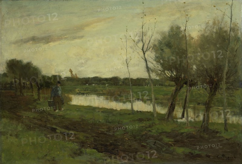 Landscape with a canal, Geo Poggenbeek, 1873 - 1903