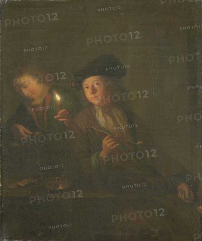 The Smoker (A Man with a Pipe and a Man Pouring a Beverage into a Glass), attributed to Godfried Schalcken, 1690 - 1706