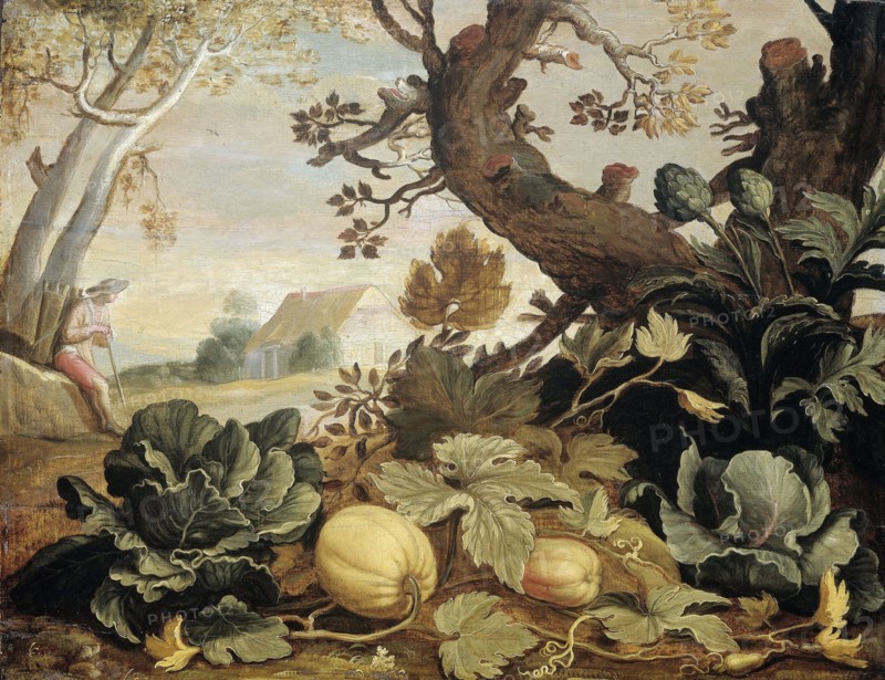 Landscape with Vegetables and Fruit in the foreground, Abraham Bloemaert, 1600 - 1651