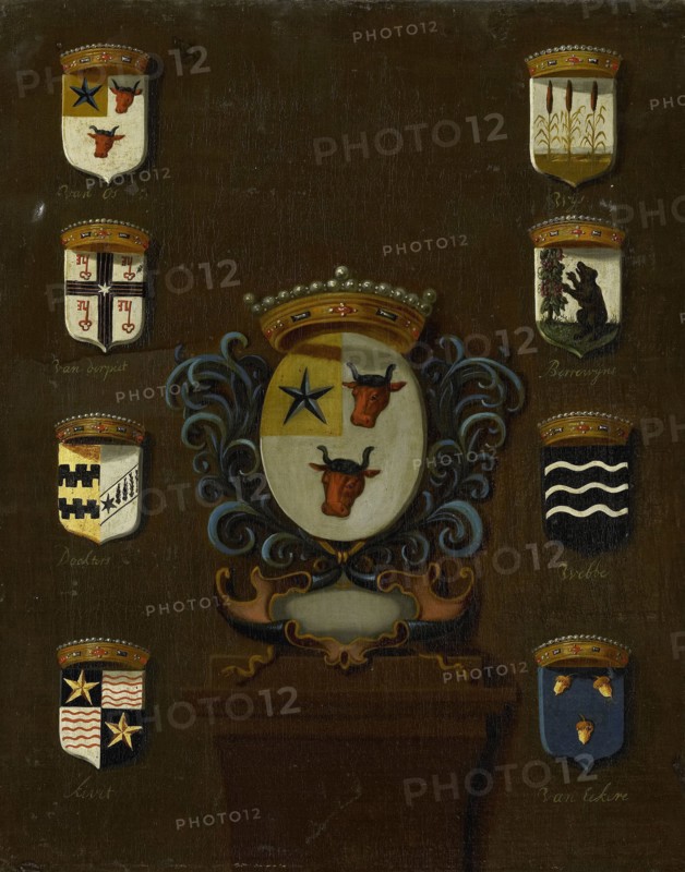 Coat of Arms of Sara van Os, Wife of Jan van Reyersbergh with its eight quarterings, Anonymous, 1650 - 1699