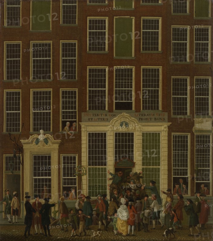 The Bookshop and Lottery Agency of Jan de Groot in the Kalverstraat in Amsterdam, The Netherlands, Isaac Ouwater, 1779