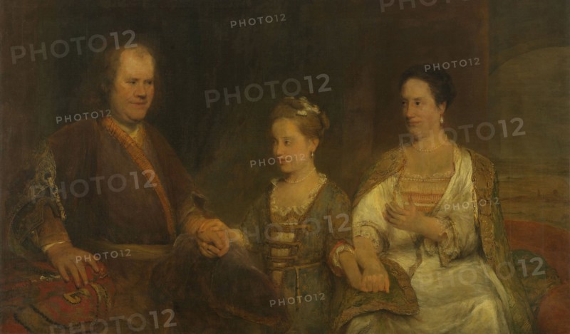 Family Portrait of Hermanus Boerhaave, Professor of Medicine at the University of Leiden, and his Wife Maria Drolenvaux and little Daughter Johanna Maria, Aert de Gelder, 1720 - 1725