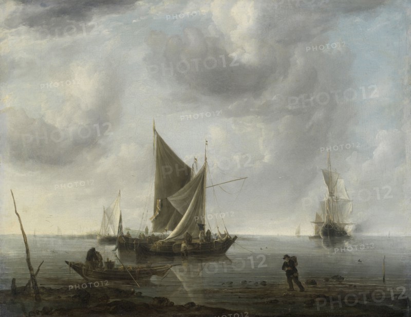 Ships at Anchor on a Calm Sea, Jan van de Cappelle, c. 1640 - c. 1679