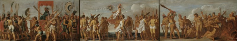 The Treatment of Prisoners of War by the Tupinamba Indians, in three scenes, Anonymous, c. 1630