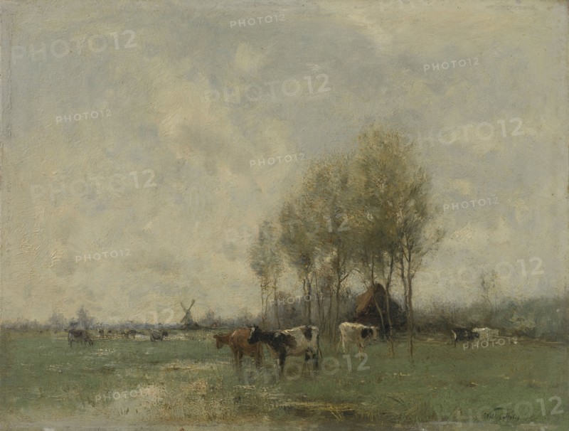 Meadow with cows, Willem Maris, 1880 - 1910