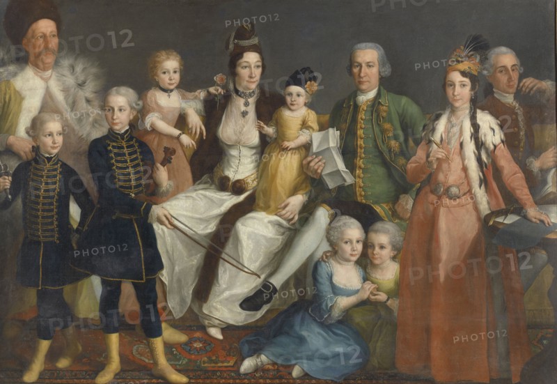 Portrait of David George van Lennep, Chief Merchant of the Dutch Factory at Smyrna (Izmir) and his Wife and Children, attributed to Antoine de Favray, 1769 - 1771