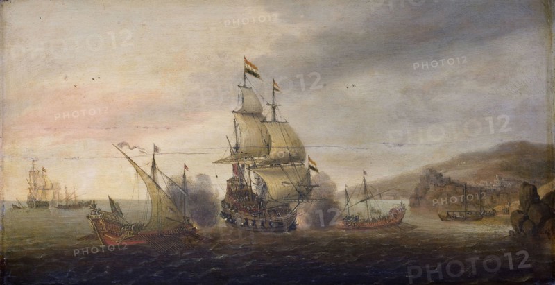 Naval Battle between Dutch Warships and Spanish Galleons, Cornelis Bol, c. 1633 - c. 1650
