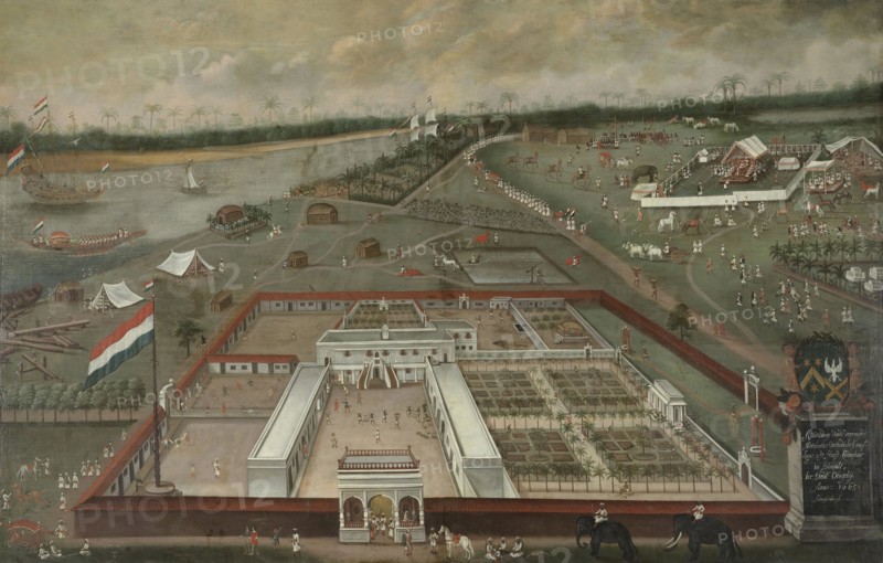 The Trading Post of the Dutch East India Company in Hooghly, Bengal India, Hendrik van Schuylenburgh, 1665