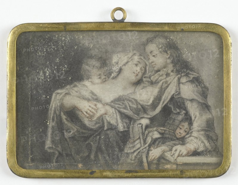 A young woman distracts a soldier while one of her children robs him, attributed to Carl Gustav Klingstedt, 1670 - 1734