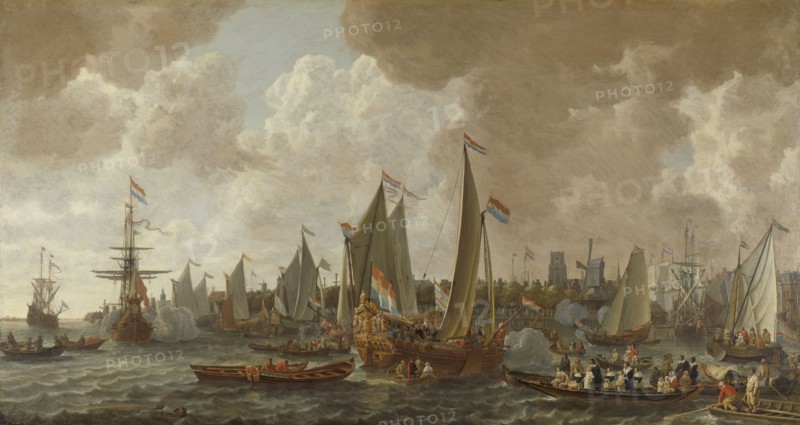 Arrival of Charles II, King of England, in Rotterdam The Netherlands, 24 May 1660, Lieve Pietersz. Verschuier, c. 1660 - c. 1665