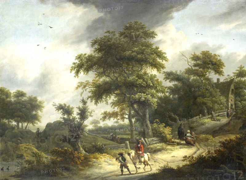 Landscape with Falconer, Roelof Jansz. van Vries, 1650 - 1681