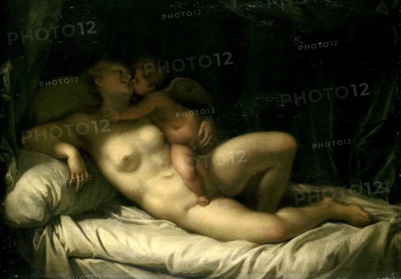 Cupid Kissing Venus, Venus Kissed by Amor, manner of Adriaen van der Werff, 1700 - 1725
