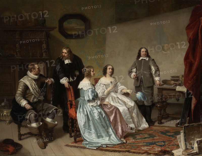 The Princess of Orange Visiting the Work-shop of Bartholomeus van der Helst, Hendrik Jacobus Scholten, c. 1850 - c. 1870