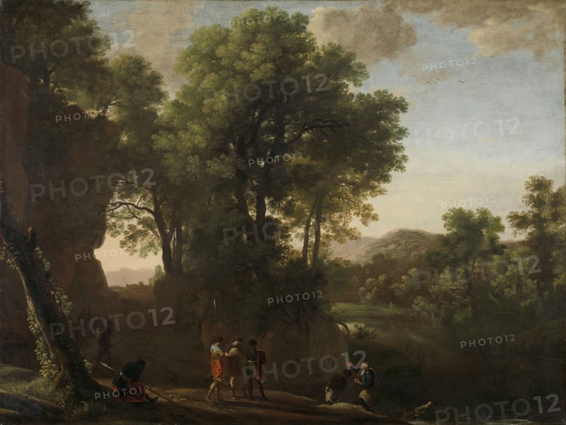 Landscape with the baptism of the eunuch, Herman van Swanevelt, 1630 - 1639