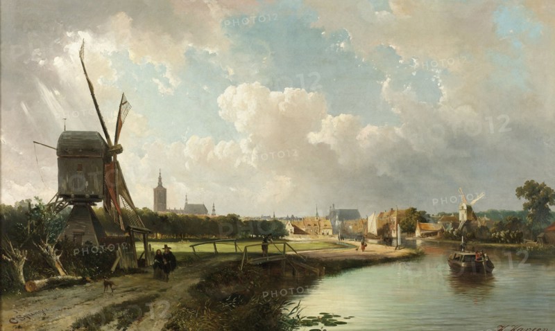 View of The Hague from the Canal called the Delftsche Vaart in the 17th Century, Cornelis Springer, Kasparus Karsen, 1852