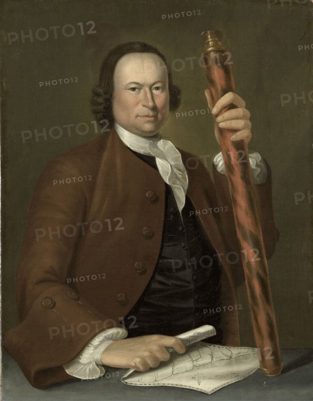Portrait of an Officer at Sea with Coastal Map and Binoculars in his Hand, John Greenwood, 1760