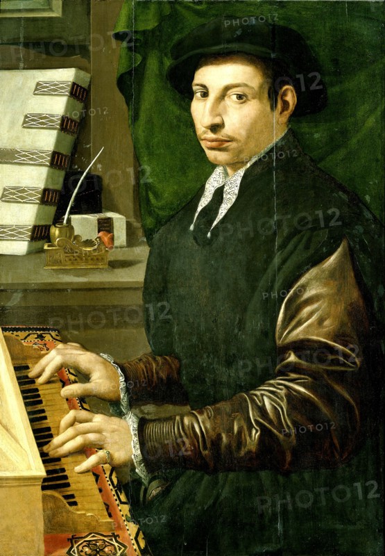 Man Playing the Clavichord, Francesco Traballesi, 1554 - 1570