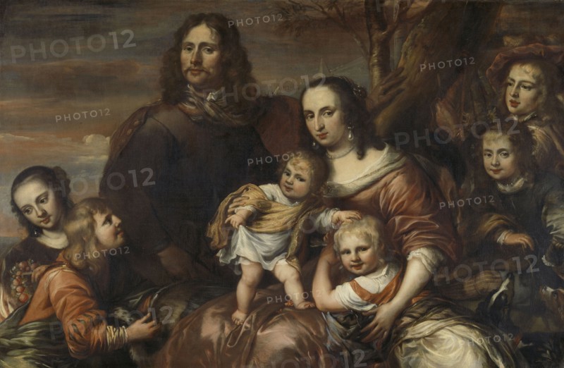 A couple with six children, JÃ¼rgen Ovens, 1650 - 1678