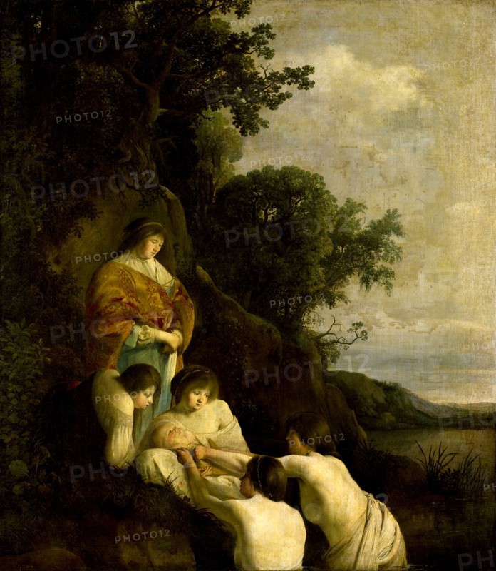 Pharaoh's Daughter Finds Moses in the Bulrushes, Paulus Bor, Cornelis Hendriksz. Vroom, c. 1635 - c. 1638