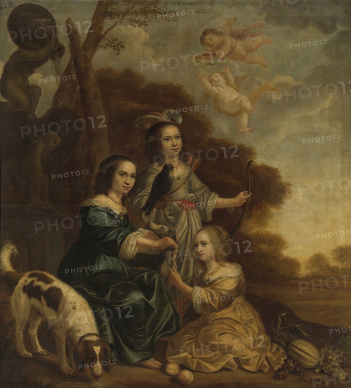 Portrait of Geertruyt, Margriet and Anna Delff, the Artist's Daughters, Portrait of three Little Girls in a Landscape, Jacob Willemsz. Delff, II, 1660
