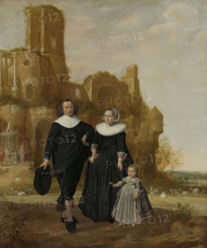 Portrait of a Family Group in a Landscape, Herman Meynderts Doncker, 1620 - 1656