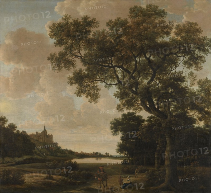Landscape with Zwanenburcht in Cleeves, Swan Castle, Schwanenburg Castle, Cleves Germany, Joris van der Haagen, 1640 - 1669