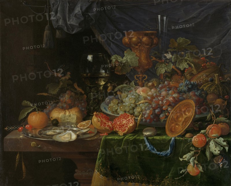 Still Life with Fruit and Oysters, Abraham Mignon, 1660 - 1679