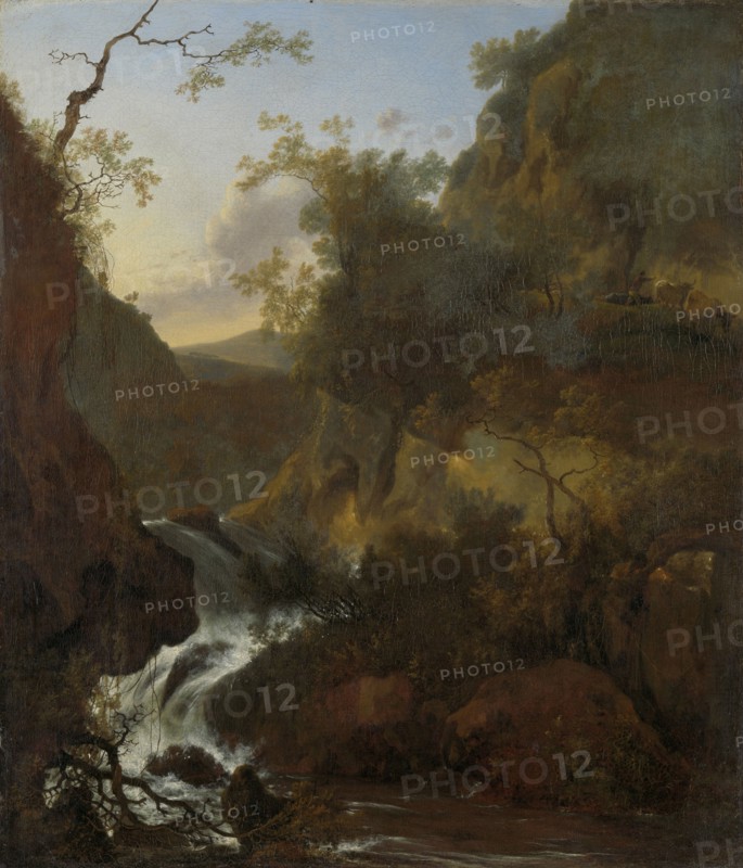 A waterfall, Adam Pijnacker, 1649 - 1673
