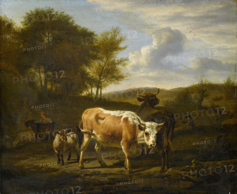Hilly Landscape with Cows, Adriaen van de Velde, 1663