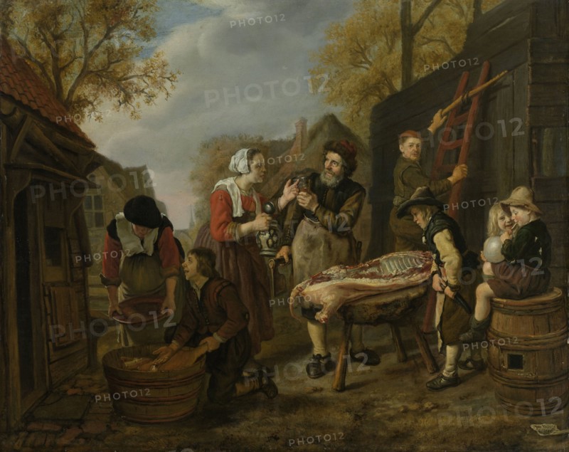 Butchering a Pig, Jan Victors, 1648