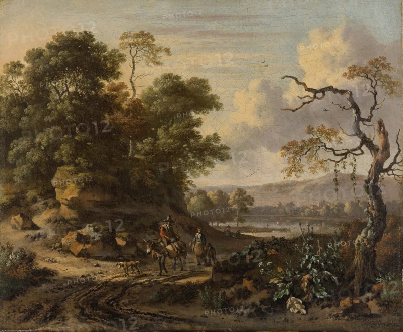 Landscape with a Man Riding a Donkey, Jan Wijnants, 1655 - 1684