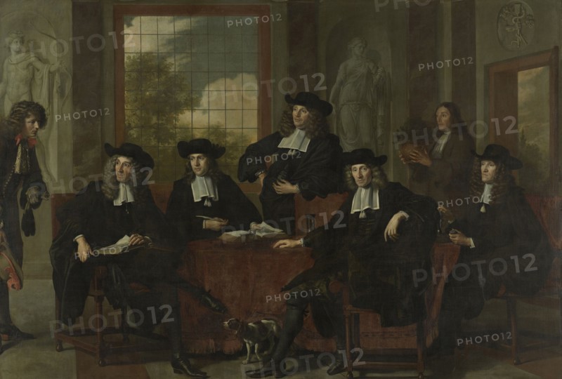 Group Portrait of the Inspectors of the Collegium Medicum in Amsterdam, The Netherlands, Adriaen Backer, 1683
