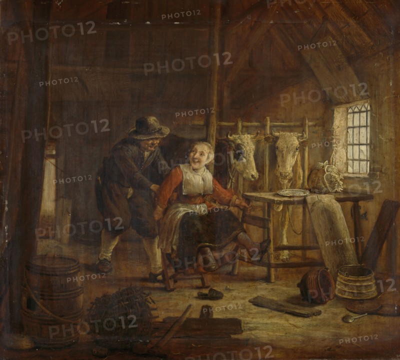 Courtship in a Stable, Govert Dircksz. Camphuysen, 1645 - 1672