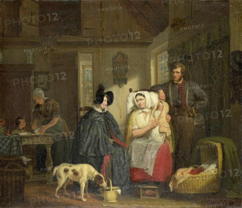 Visit with the New Mother, Moritz Calisch, 1835