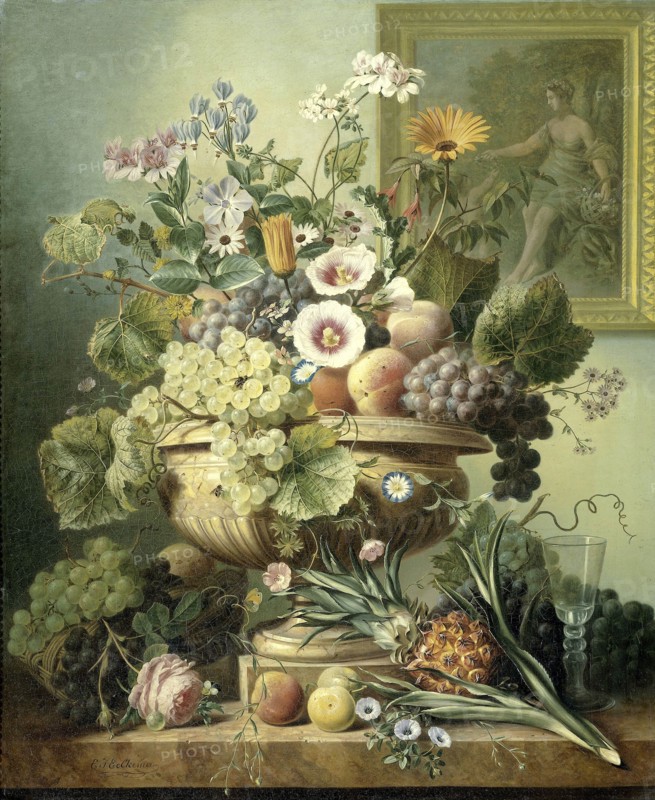 Still Life with Flowers and Fruit, Eelke Jelles Eelkema, 1815 - 1830