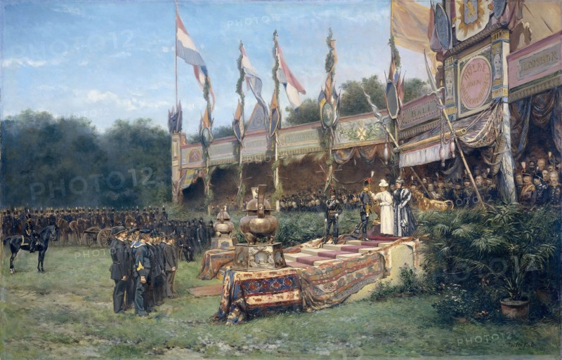 Presentation of the Lombok Cross by Queen Wilhelmina on the Malieveld Hague, 6 juli 1895, The Netherlands, Mari ten Kate, 1895