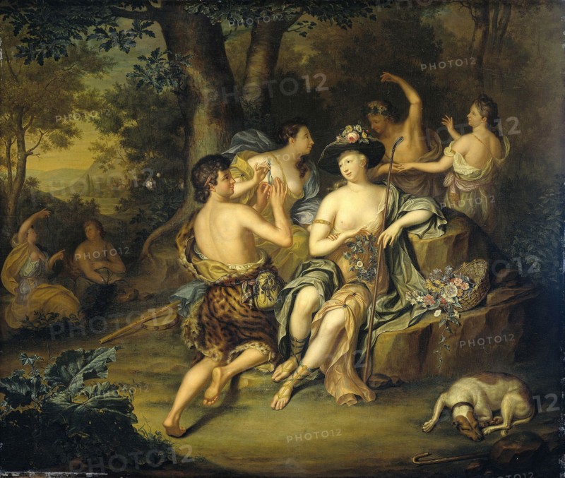 Shepherds and Shepherdesses in a Landscape, Hieronymus van der Mij, c. 1735