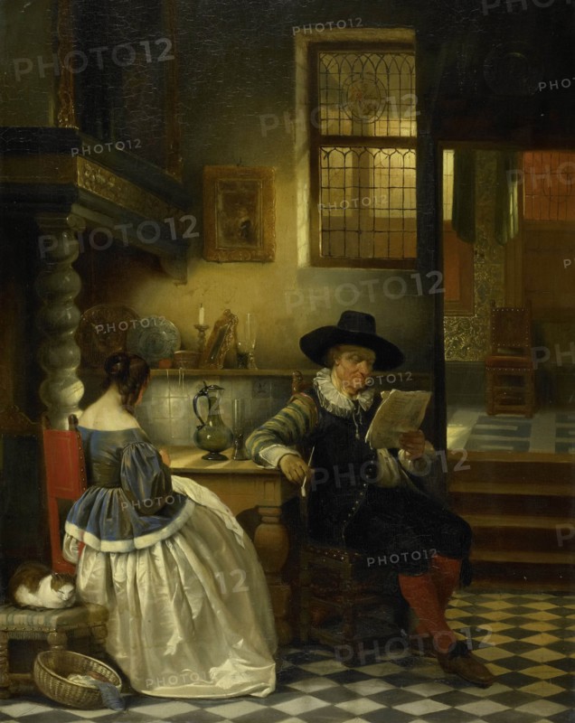 An Interior of the 17th Century, Henri Leys, baron, 1838