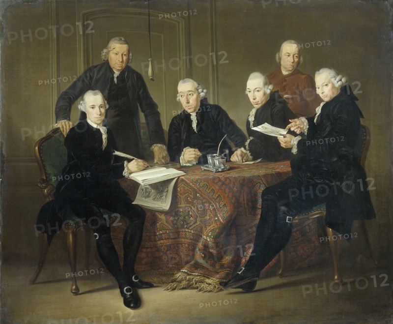 The Four Regents, the Secretary and the House Father of the Lepers' House of Amsterdam, 1773, Jacobus Luberti Augustini, 1773