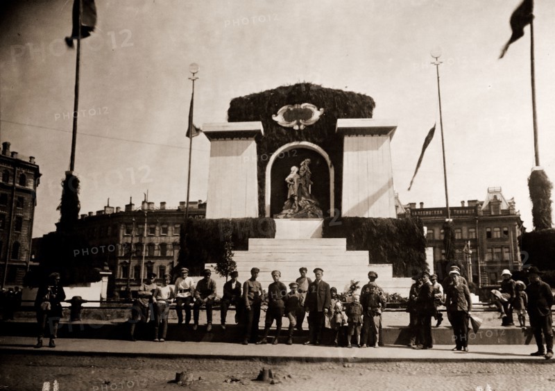 Front door of Smolny Institute, Petrograd, Saint Petersburg, July 1920, Russia, History of the Russian Revolution