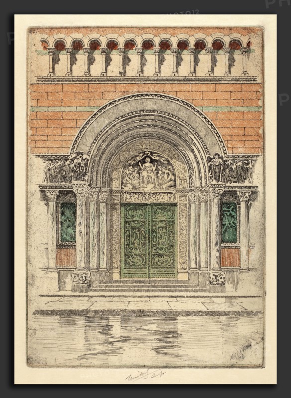 Charles Frederick William Mielatz, The Door, St. Bartholomew's, American, 1864 - 1919, 1909, color etching