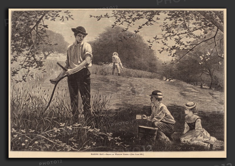 after Winslow Homer, Making Hay, published 1872, wood engraving