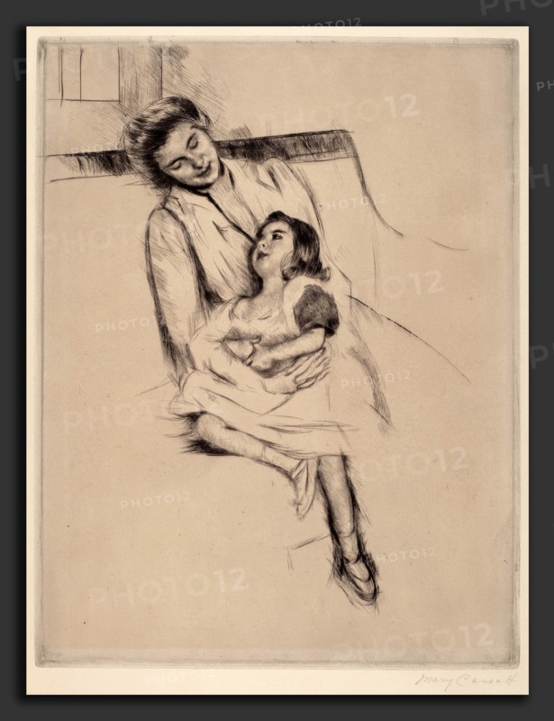 Mary Cassatt, Reine and Margot Seated on a Sofa (No. 2), American, 1844 - 1926, c. 1902, drypoint