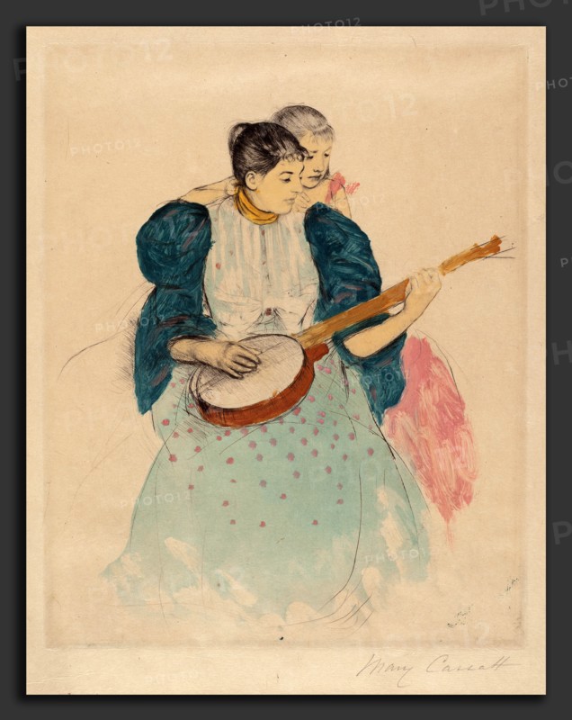 Mary Cassatt, The Banjo Lesson, American, 1844 - 1926, c. 1893, color drypoint and aquatint with monotype inking
