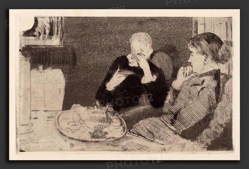 Mary Cassatt, Lydia and Her Mother at Tea, American, 1844 - 1926, 1882, soft-ground etching and aquatint