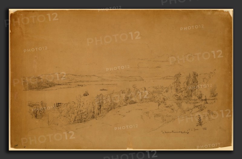 Jasper Francis Cropsey, The Hudson River at Hastings, American, 1823 - 1900, 1885, graphite on wove paper