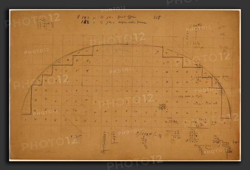 Charles Sprague Pearce, Diagram of a Lunette, American, 1851 - 1914, 1890-1897, graphite on tan wove paper