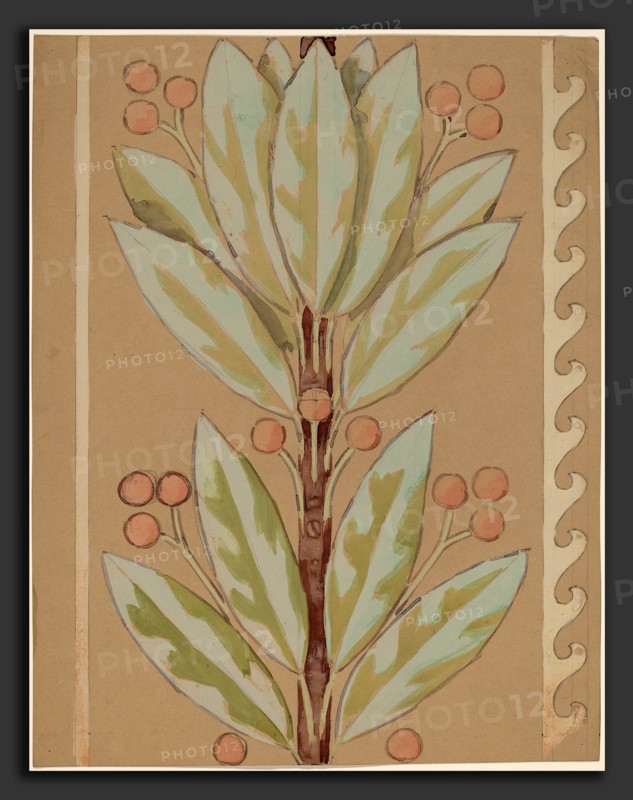 Charles Sprague Pearce, Study for a Border Design, American, 1851 - 1914, 1890-1897, gouache and graphite on brown wove paper