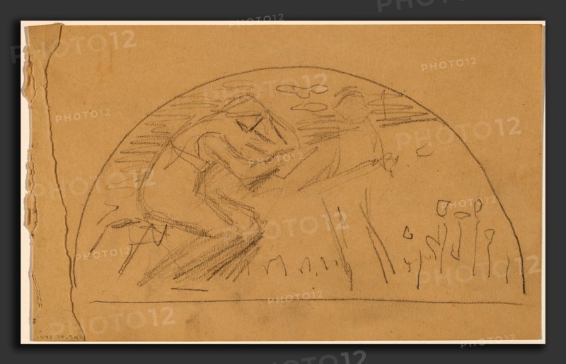 Charles Sprague Pearce, Study for a Lunette [recto], American, 1851 - 1914, 1890-1897, graphite on tan wove paper