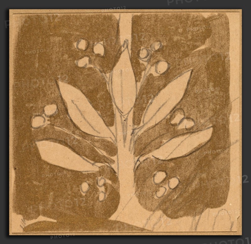 Charles Sprague Pearce, Study for a Border Design, American, 1851 - 1914, 1890-1897, graphite and gold paint on tan wove paper